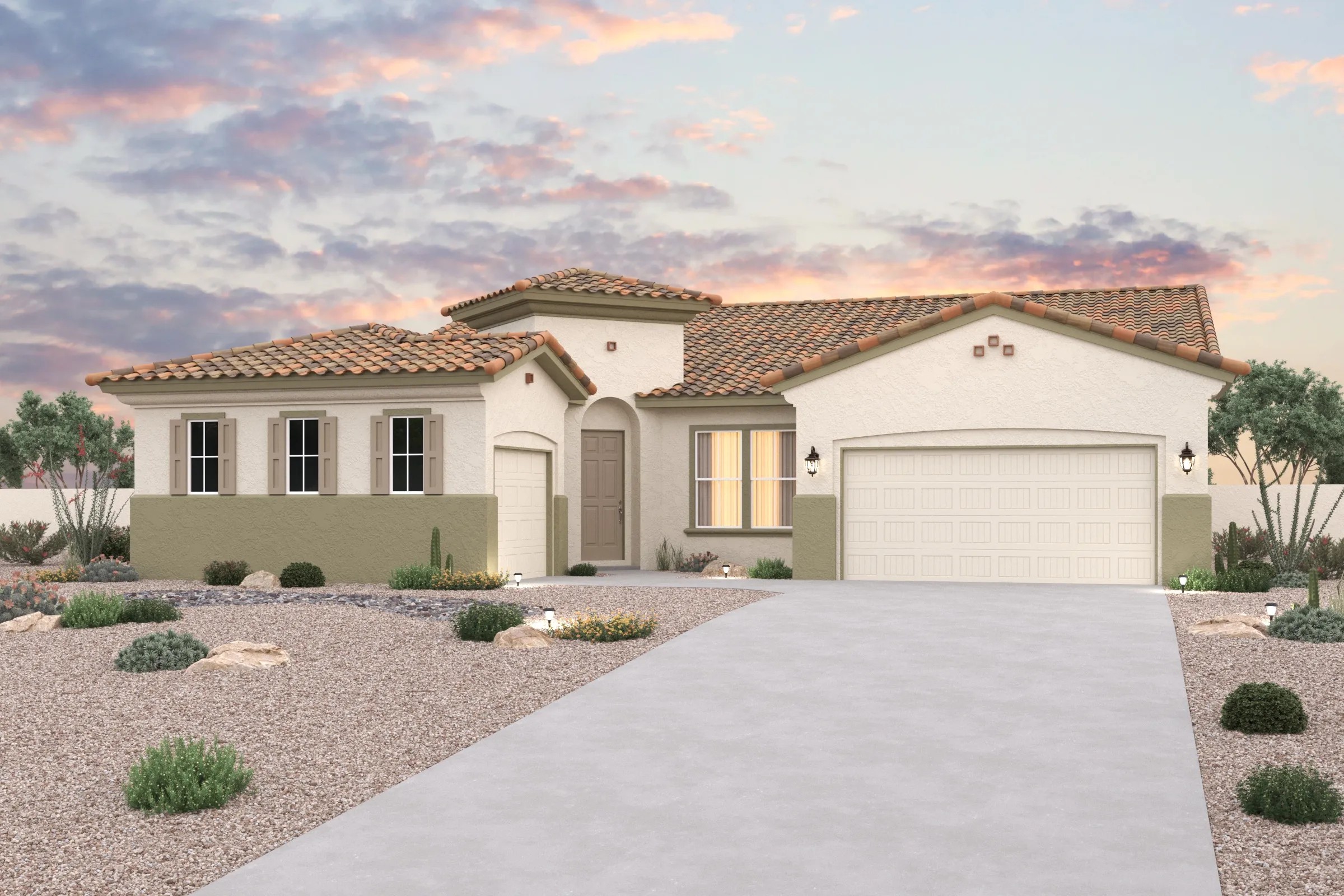 Modern residential design in a 3D single-family home architecture 3D render of a single-family home with modern design and Mediterranean architecture elements. Residential focus.